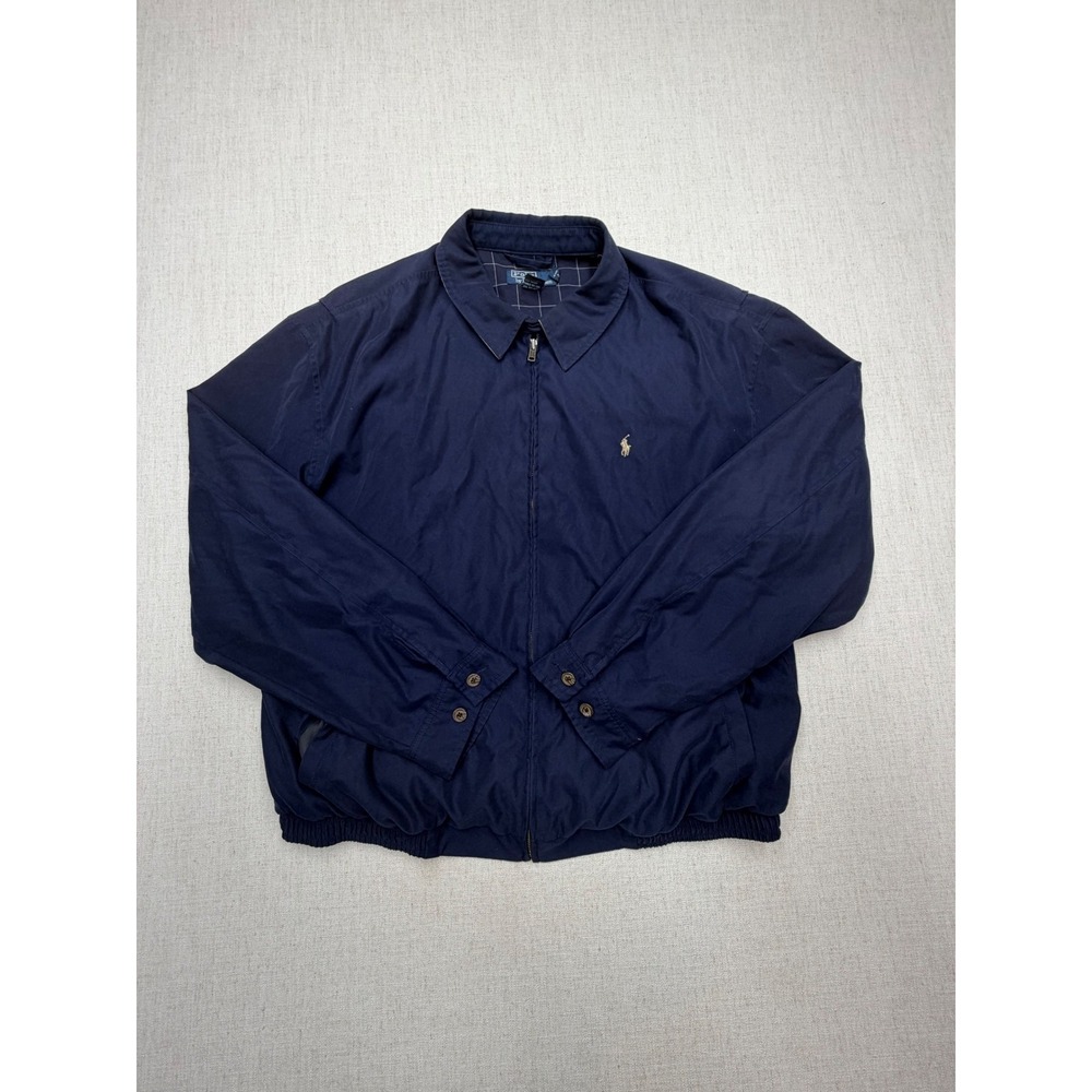 Vintage Polo Ralph Lauren Harrington Jacket Mens XXL Navy Blue Zip Windbreaker